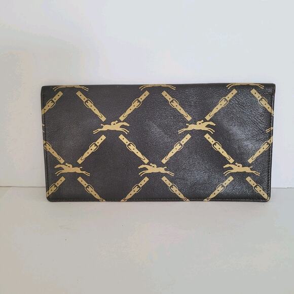 Longchamp Unisex Wallet Brown Bifold Soft Leather Folding Long Vintage Designer - Picture 1 of 10